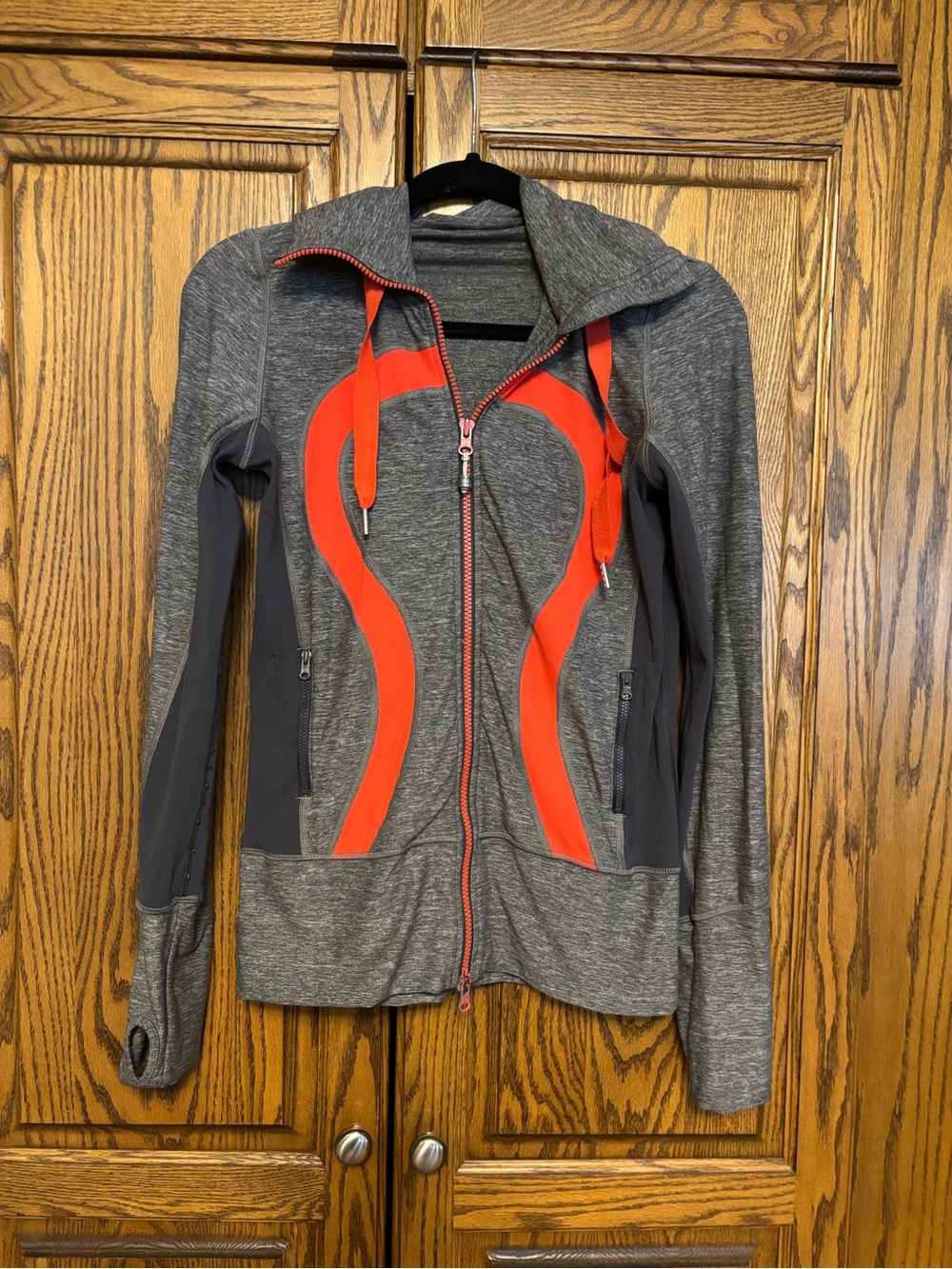 Lululemon size 4 Grey Bomber Jacket with orange Contrast Panels